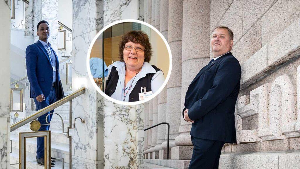eduskunnan kolme työntekijää