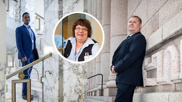 eduskunnan kolme työntekijää