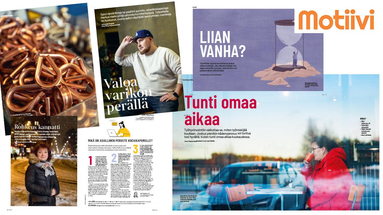 Uudistuneen Motiivi-lehden sisäsivuja.