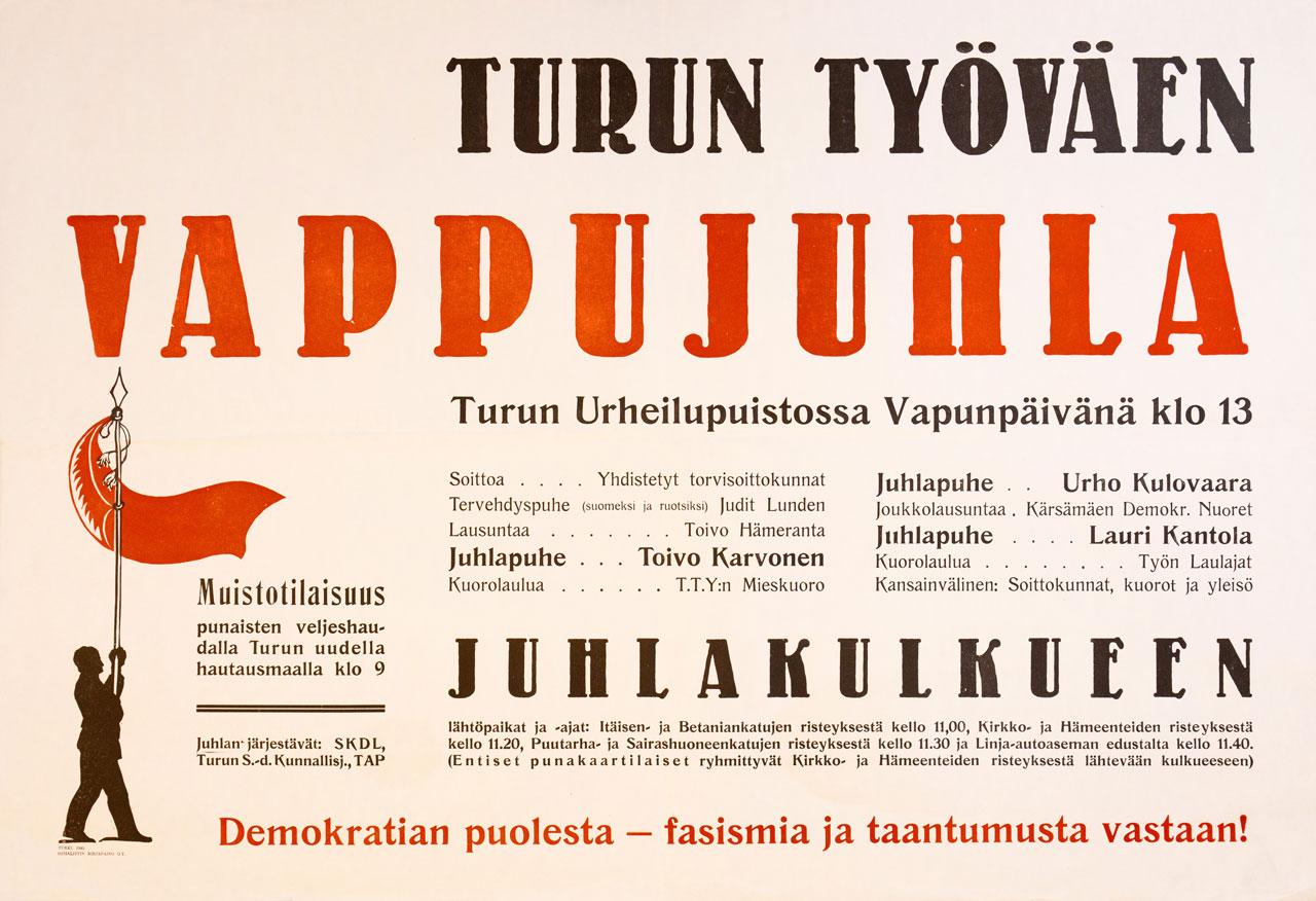 Turun työväen vappujuhlan mainos.